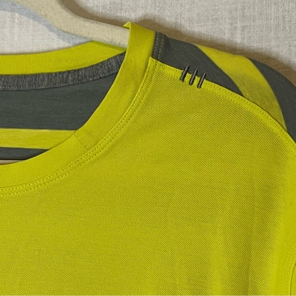 Lululemon In Your Element Neon Green Yellow Gray Stripe Long Sleeve Shir… - Picture 5 of 7